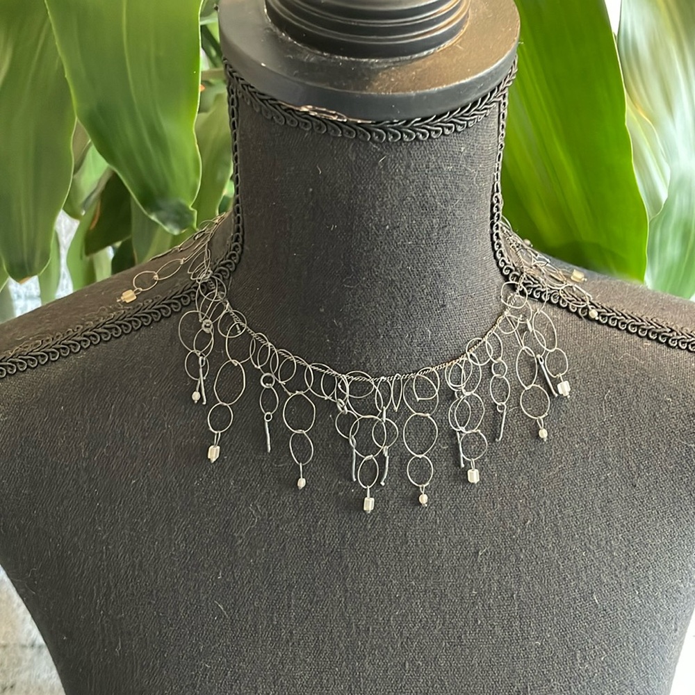 Karen Gilbert Handmade Glass & Sterling Silver Beaded necklace– Statement piece
